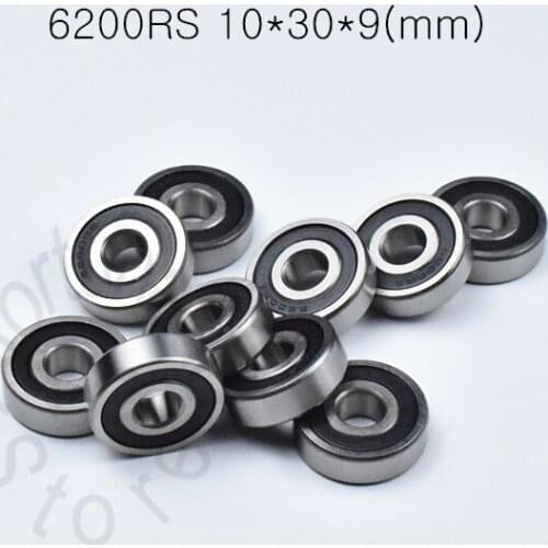 6200RS 10*30*9(mm) 1Piece bearings ABEC-5 rubber sealing bearings 6200 6200RS chrome steel deep groove bearing