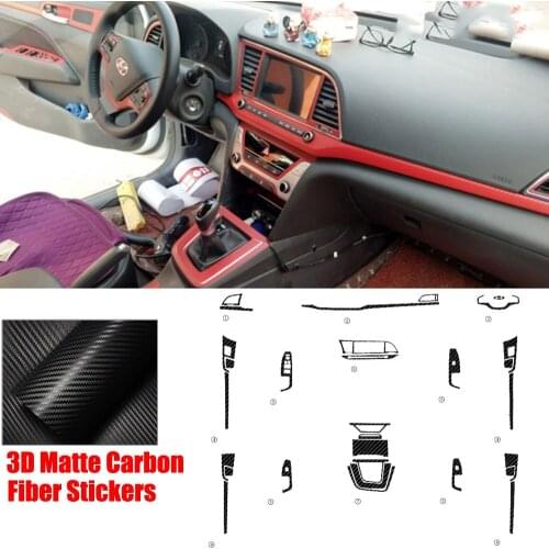 Full Set Interior Carbon Fiber Center Console Durable Wrap Protector Vinyl Decoration Sticker For Hyundai Elantra 2016-2018