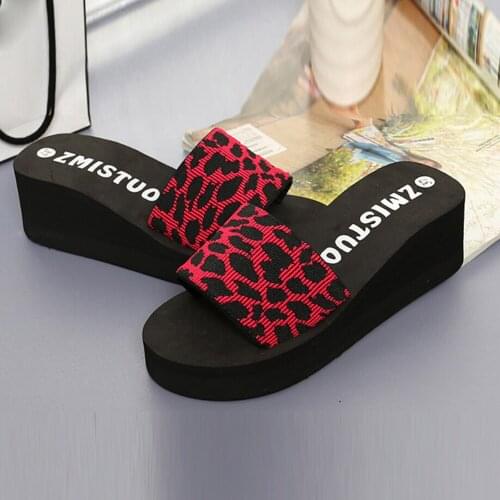 Portable Casual Slippers Wedge High Heel Summer Women Shoes Platform Bath Slippers Wedge Beach Slope Flops Slippers Shoes
