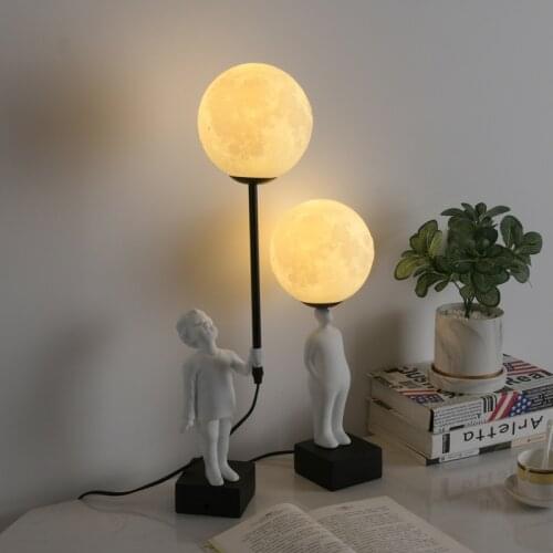 Post-modern Bedroom Bedside Moon Table Lamp Nordic Creative Led Desk Lights Simple Warm Study Room Decor Table Light Fixtures