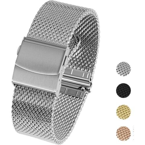 BEAFIRY 2021 New Watch Band 20mm 22mm 18mm Stainless Steel Watchband Quality Wristwatches Strap SIlver Black for huawei Sumsang