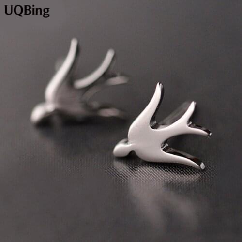 Free Shipping Fashion 925 Sterling Silver Stud Earrings Cute Swallow Stud Earrings For Women Beautiful Jewelry