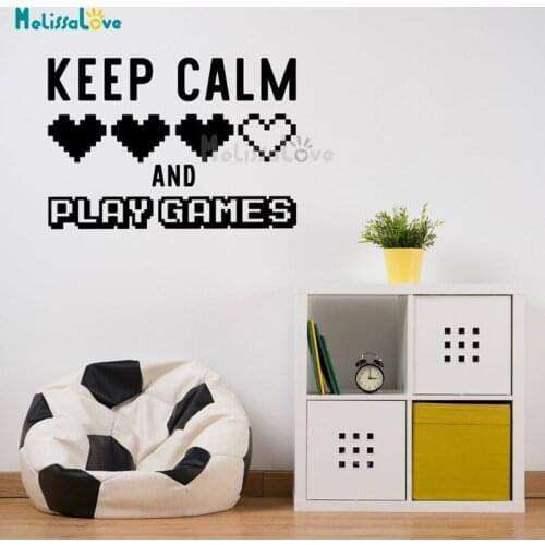 Keep Calm and Play Games Quote Decal Playroom Kids Bedroom Decor Boy Gift Removable Vinyl Wall Sticker BD548