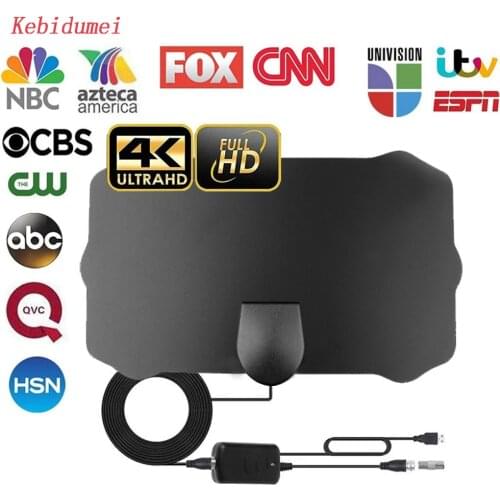 Kebidumei 4K 1080P Digital TV Antenna HDTV Indoor HD TV Antenna for VHF UHF DVB-T DVB-T2 Surf HD Radius Signal Receiver