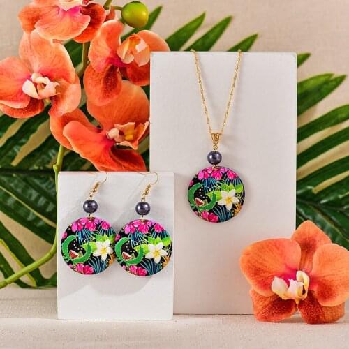 Hawaiian Polynesian Jewelry Set Wholesale High Quality Pohnpei Round Acrylic Flower Necklace Sets Beach for Women Kids 2021 Gift