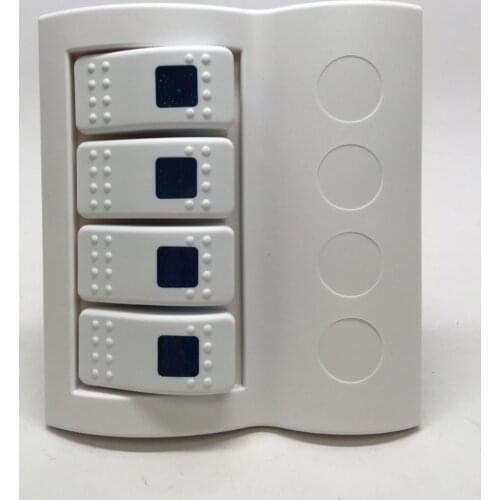 12-24V MARINE BOAT WATERPROOF WHITE SWITCH PANEL 4 GANG BLUE LED ROCKER CIRCUIT BREAKER