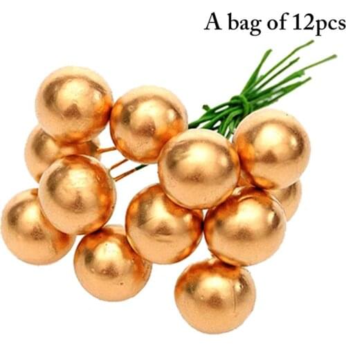 12Pcs Christmas Berry Lifelike DIY Cute Foam Artificial Berry Faux Berry Stem Party Supplies Christmas Tree Decor Accessories