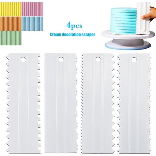 4pcs/Set Cake Decorating Tools Cake Scraper Smoother Cream Decorating Pastry Icing Comb Fondant Spatulas Baking Pastry Tools