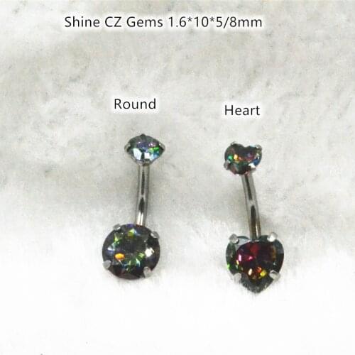50PCS Surgical Steel Double Heart CZ Navel Belly Ring Button Bar Internally Threaded Navel Rings Body Piercing Jewelry New