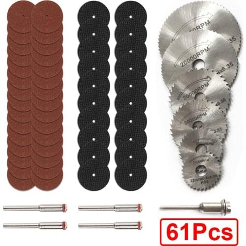61 Pcs/set Metal Cutting Wheels HSS Circular Saw Blade Woodworking Tools for Dremel Mini Drill Rotary Power Tool Accessories