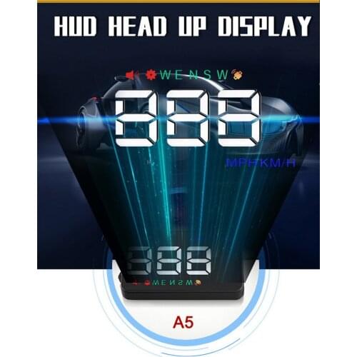 A5 3.5 inch Car Head Up Display Windshield Projector GPS km/h MPH Digital Speedometer Warning HUD Display
