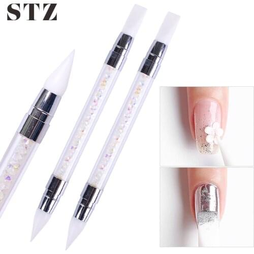 Acrylic Silicone Nail Brush 3D Carving Mirror Powder Glitter Rubbing Painting Drawing Dotting Tools Manicure Nail Art Pen #D003