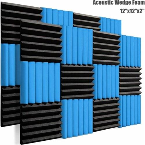 24Pcs Color Mixed 12"x12"x2" Acoustic Foam Panel Studio Wedge Tiles Soundproof Foam KTV Room Sound Absorbing Wall Pad with Tapes