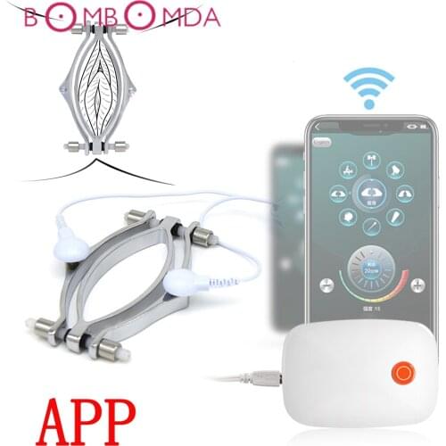 App Electric Shock Labia Clip Clitoris Clamps Stimulator Peeping Vagina Speculum Sex Toys BDSM Bondage For Couples Flirting Puss