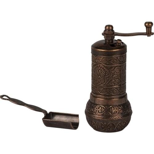 Antique Copper Turkish coffee Pepper Mill and Measuring Spoon-Spice Mill, Pepper Mill, english Mill (4.2 "Antique Copper)