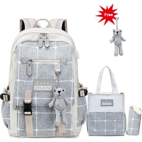Large Backpack Women Canvas 15.6Inch College High School Backpack with USB Charging Port Light Weight Travel Bags for Women 2020