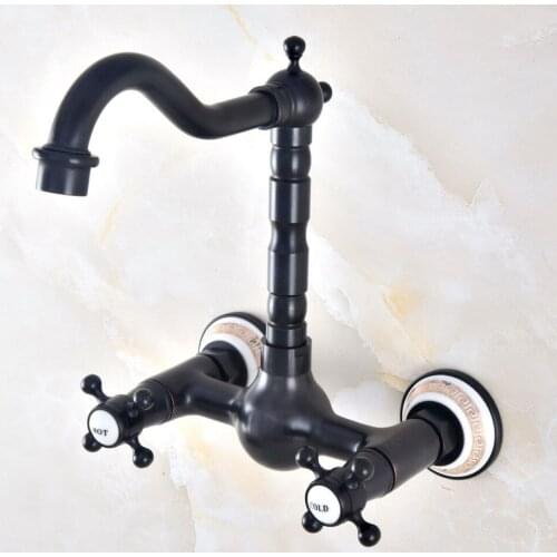 Black Oil Rubbed Antique Brass Double Cross Handles Swivel Spout Kitchen Bathroom Tub Sink Faucet Mixer Water Taps anf468