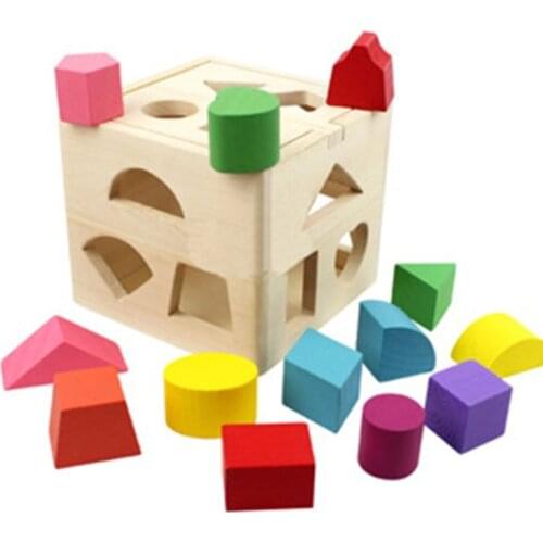 Wooden Cube Toy Cube Puzzle Baby Plug-in Box Wooden Train Motor Skills Learning Toy To Promote Shape Recognition And Focus
