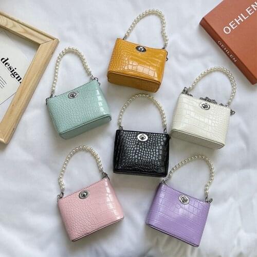 Kids Purses and Handbags 2021 Cute Mini Crossbody Little Girl Small Coin Pouch Girls Pearl Wallet Hand Bags Tote