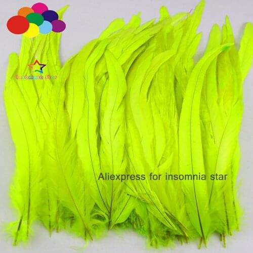 Fashion 100pcs 20-45cm Fluorescent Rooster tail feathers for Decoration Craft Feather wedding Diy cafts Accessories