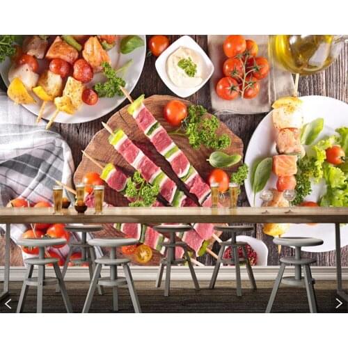 Papel de parede Meat products Vegetables Food photo wallpaper mural for living room kitchen fast food shop restaurant bar