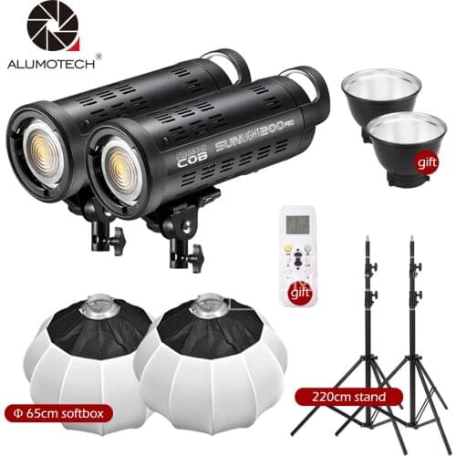 Hight CRI Sunlamp LED Light 200WX2+TripodX2+SoftboxX2+ReflectorX2 Remote Lighting Set For Studio Video Photography Supporting