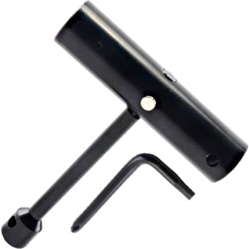 Skateboard Tools Multi-Function Skateboard T Tool Accessory with T-Type Polygonal Nut Wrench and L-Type Screw Wrench