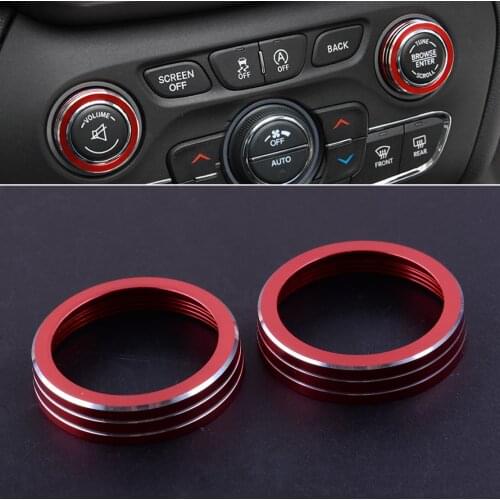 CITALL 2PCS Inner Dash Console Volume CD Switch Knob Ring Trim Cover Fit for Jeep Grand Cherokee 2014 2015 2016 2017 2018 2019