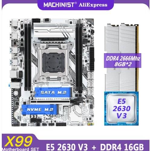 X99 motherboard LGA 2011-3 set kit with Intel xeon E5 2630 V3 processor DDR4 16GB(2*8GB) 2666mhz RAM memory M-ATX X99-K9