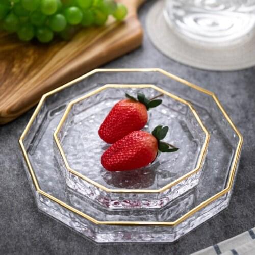 Multilateral Glass Western Steak Plate Lead-free Glass with Phnom Penh Deep Plate Continental Breakfast Plate Salad Plate