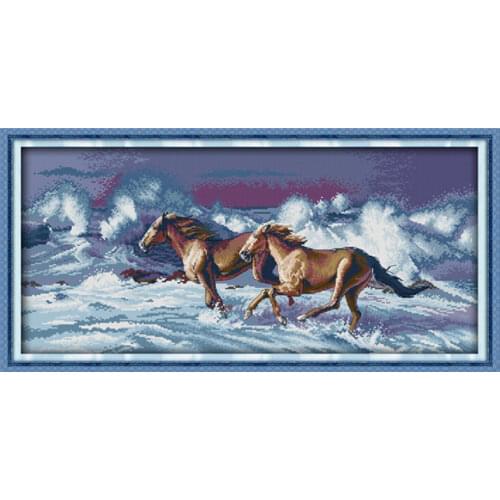 A galloping horse (3) cross stitch kit 14ct 11ct pre stamped canvas embroidery DIY handmade needlework