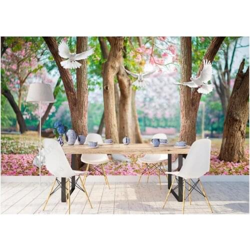 Custom photo mural 3d wallpaper Fantasy cherry tree forest pigeon photography decor living room wallpaper for walls 3 d in rolls