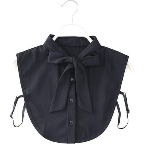 L93F Women New Bow Collar Shirt Fake Collar Tie Vintage Detachable Collar False Collar Lapel Blouse Top Women Clothes