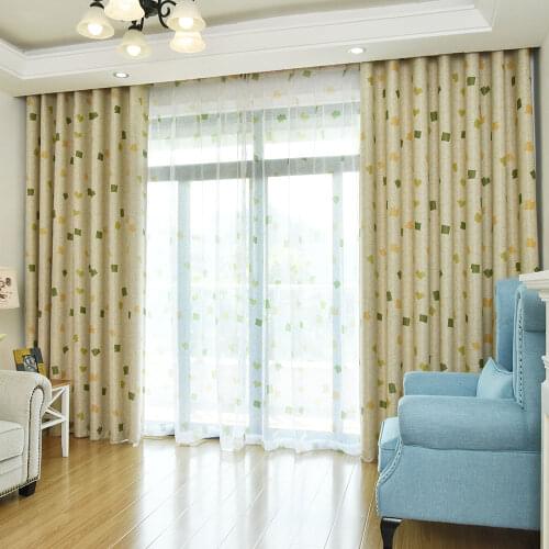 New Fashion Geometric Blackout Window Curtains For Living Room Bedroom Custom Made With Light Yellow Sheer Voile