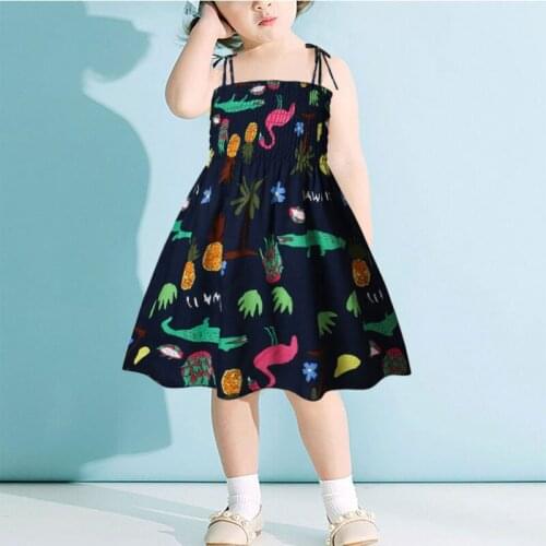 2-6 Years BABY Girls Dresses Kids Summer Sleeveless Princess Dress Cotton Flower Printing Children Clothes Girl Casual Sundress