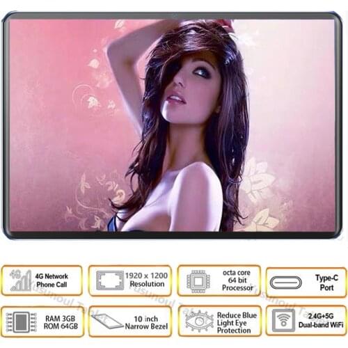 4G LTE Phone Call 5G WiFi 32/64GB ROM Type-C 10 inch Tablet MT6762 Octa Core 1920*1200 IPS Screen Android Tablet pc 10.1"+Gifts