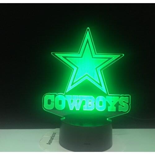Cowboy Logo Light Gift 3D LED Lamp Shape Night Lamp 7 Colors Change Decoration Lights Best Birthday Gift Drop Shipping 1908
