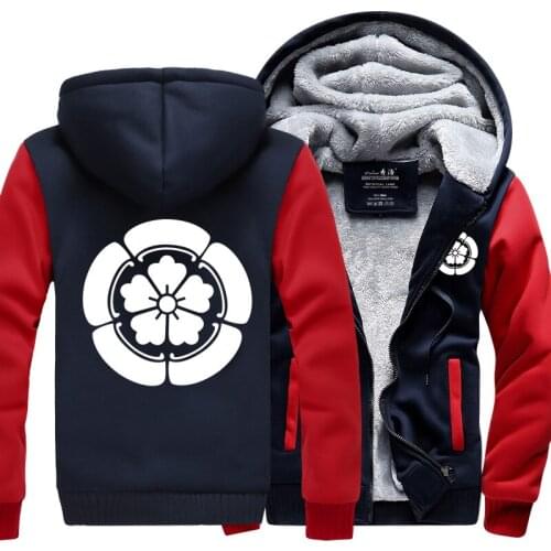 Unisex Japan Oda Nobunaga Hooded Hoodies jacket Sweatshirts Fleece Thick Oda Nobunaga logo Cardigan Hoodies jacket
