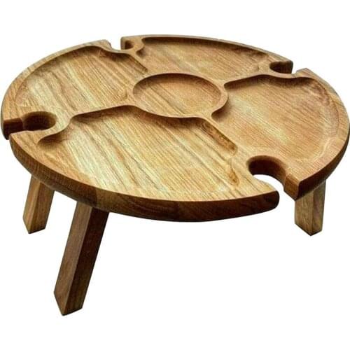 Solid Wooden Folding Picnic Table Home Bed Snack Table Rack Portable Foldable Beech Wine Table For Outdoor Party Camping