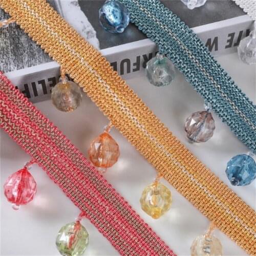 12M Curtain Trims Embroidery Lace Ribbon Sofa Dress Costumes Tablecloth Tassel Fringe Ball Crystal Beads Accessories Home Decor