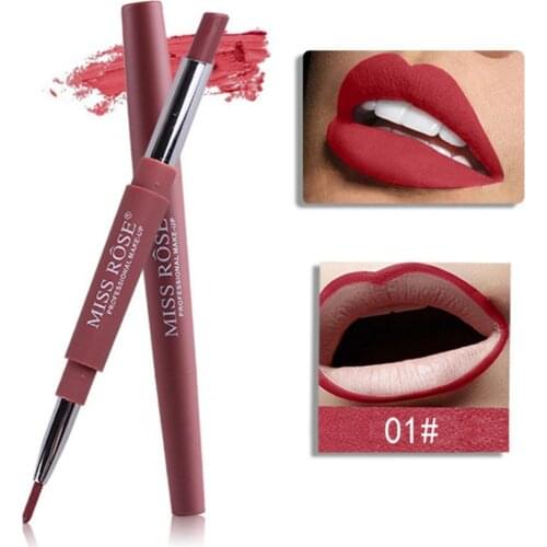 Women\s Fashion Long Last Dual Head Lipliner Matte Lip Lipstick Pencil Makeup
