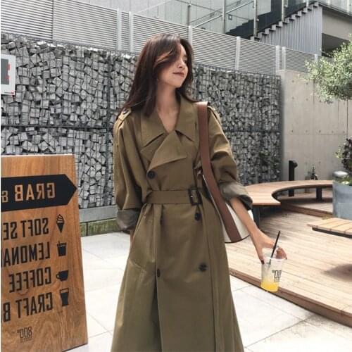 2021 Womens Spring Windbreaker Female Lapel Trench Coat Quality Brand Women Clothing long Outwear femme coat