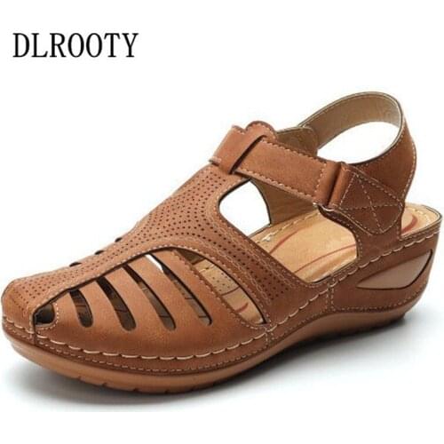 Women Sandals Summer Shoes Woman Wedges Fashion Hook & Loop Comfortable Casual Platform Female Slides Plus Size 34-44