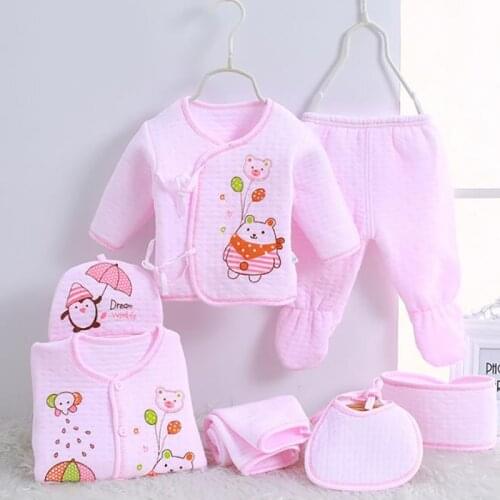 Winter Thicken 7pcs/set Baby Girl Clothing Sets Newborn Clothing Suits Baby Set Cartoon Kids Cotton Clothes 0-3 Months Autumn