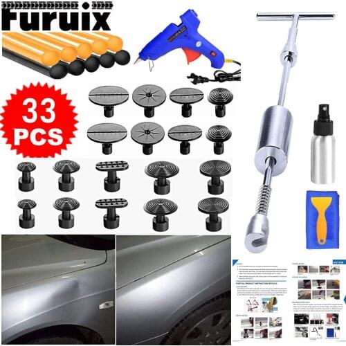 33Pcs Car Dent Repair Tools Paintless Dent Removal Red Puller Kits for Auto Body Car Hail Damage and Door Dings Repair Tools