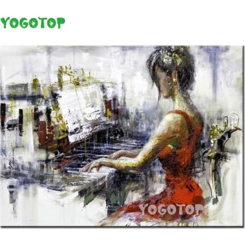5D DIY Diamond Painting girl plays the piano Square round Diamond Embroidery Cross Stitch Handmade Gift Abstract woman YY5255