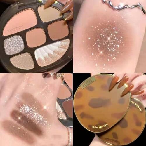 Makeup Palette 7 Color Eyeshadow Palette Shimmer Matte Glitter Eyeshadow Pallete Bright Metallic Pigmented Eyeshadow Cosmetic