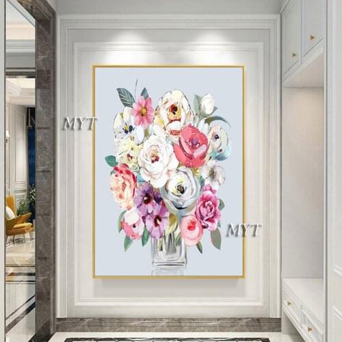 Handmade oil painting canvas abstract oil painting modern canvas wall art living room decorative frameless flower run painting