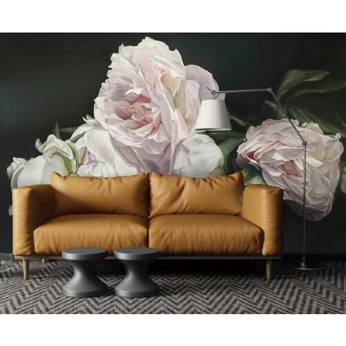 Customized large-scale 3D mural wallpaper modern minimalist hand-painted flowers and vegetables living room background wall