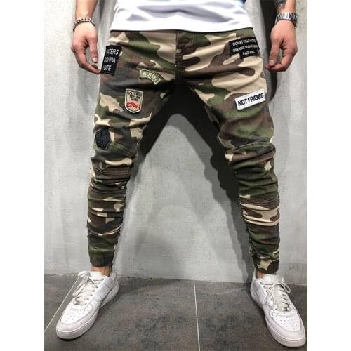Camouflage pants men jogging Hip hop letter embroidery cargo pants men Casual Slim trousers male Pencil Pants